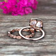 1.75 carat Classic Cushion Moissanite Diamond wedding Bands Engagement Ring on 10k Rose Gold