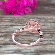 1.50 Carat Round Cut Morganite Ring Engagement Ring Promise Ring Anniversary Ring 10k Rose Gold Pink Gem Stone Art Deco