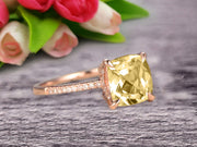 Cushion Cut 1.50 Carat Champagne Diamond Moissanite Engagement Ring Rose Gold 10k Basket Design Claw Prong Art Deco