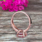 Cushion Cut 1.25 Carat Morganite Engagement Ring Promise Ring 10k Rose Gold Stacking Band Art Deco Anniversary Gift