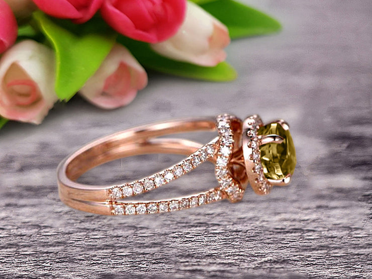 Unique Double Halo Design Round Cut 1.75 Carat Champagne Diamond Moissanite Engagement Ring Promise Ring for Bride Aniversary Ring On 10k Rose Gold Custom Made Glaring Jewelry