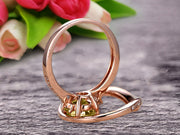 1.50 Carat Champagne Diamond Moissanite Engagement Ring 10k Rose Gold Wedding Set Anniversary Ring Promise Ring Surprisingly Gift for her Curved V-Shape Matching Wedding Band