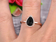 1.25 Carat Pear Shape Gemstone Pink Black Diamond Moissanite Engagement Ring Handmade Solid 10k Rose Gold Promise Ring Anniversary Ring Halo Surprisingly Ring