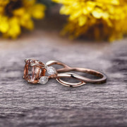 Surprisingly 1.25 Carat Round Cut Gemstone Morganite Engagement Ring On 10k Rose Gold Moissanite Ring Promise Ring for Bride Art Deco Anniversary Gift