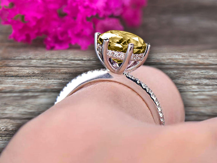 Round Champagne Diamond Moissanite 1.5 Carat Engagement Ring Solid 10k Rose Gold Wedding Ring basket underneath Halo Gemstone Promise Ring for Bride