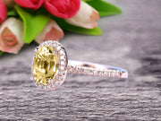 1.50 Carat Oval Cut Champagne Diamond Moissanite Halo Engagement Ring on 10k Rose Gold 