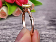 Champagne Diamond Moissanite Diamond Engagement ring Classic Vintage Style 1.25 Carat Art Deco ring on 10k Rose Gold