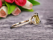 Champagne Engagement Ring-Solid 10k Rose Gold 1.50 Carat Cushion Cut Art Deco Design