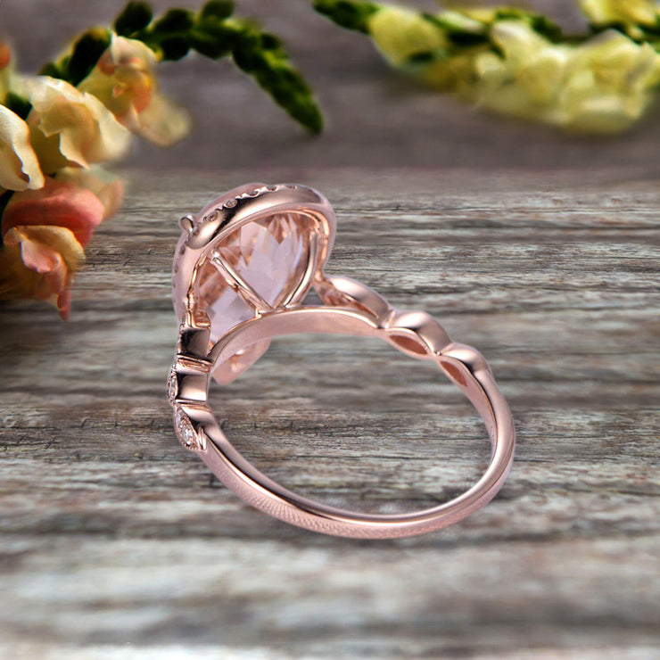 Milgrain Pear Shape 1.50 Carat Pink Morganite Engagement Ring 10k Rose Gold Morganite Ring Wedding Ring Art deco Antique style