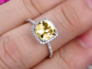 1.5 Carat Cushion Cut Champagne Diamond Moissanite Engagement Ring on 10k White Gold 