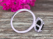 1.5 Carat Cushion Cut Black Diamond Moissanite Engagement Ring on 10k White Gold 