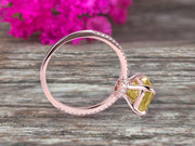 1.25 Carat Emerald Cut Champagne Diamond Moissanite Engagement Ring Custom Ring 10K Champagne Diamond Moissanite Rose gold Ring