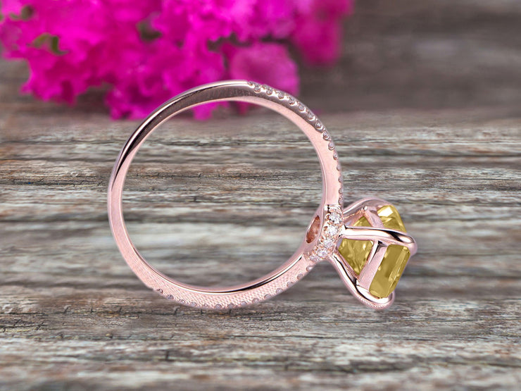 1.25 Carat Emerald Cut Champagne Diamond Moissanite Engagement Ring Custom Ring 10K Champagne Diamond Moissanite Rose gold Ring