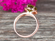 Oval Cut 10k Rose Gold Champagne Diamond Moissanite Halo Engagement Ring With 1.5 Carat Split Shank