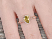 1.50 Carat Pear Shape Champagne Diamond Moissanite Engagement Ring Promise Ring Anniversary Ring On 10k Rose gold Art Deco Ring