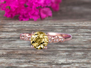 1.25 Carat Round Cut Brilliant Champagne Diamond Moissanite Engagement Ring On 10k Rose Gold Stunning Milgrain