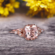 Milgrain Edge Cushion Cut 1.50 Carat Morganite Engagement Ring On 10k Rose Gold Anniversary Ring Promise Ring Art deco Surprisingly Ring Gift for her