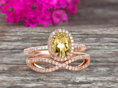 1.75 Carat Oval Cut Champagne Diamond Moissanite Engagement Ring Set On 10k Rose Gold Promise Ring Custom Made Glaring Jewelry Art Deco