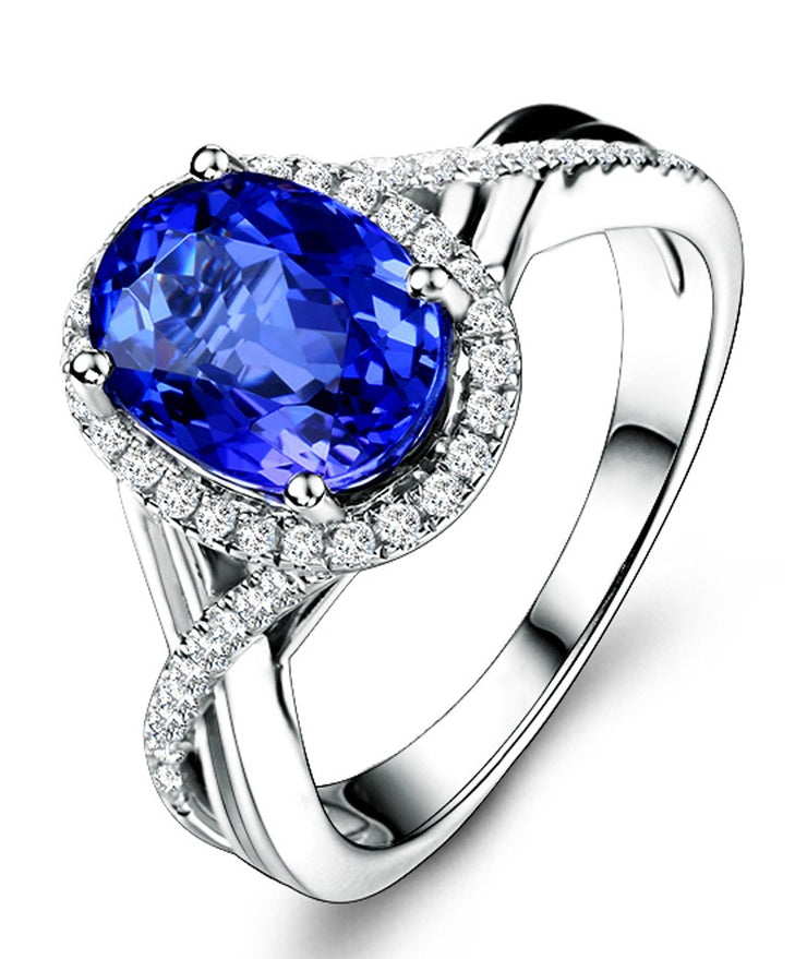 Inexpensive 1.50 Carat Blue Sapphire and Moissanite Diamond Infinity Engagement Ring in White Gold