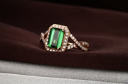 Infinity 2 Carat Emerald and Moissanite Diamond Engagement Ring for Her in Rose Gold