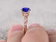 1.25 Carat Blue Sapphire and Moissanite Diamond Engagement Ring in 10k Rose Gold