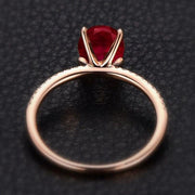 1.25 Carat Red Ruby and Moissanite Diamond Engagement Ring in 10k Rose Gold for her