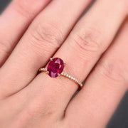 1.25 Carat Red Ruby and Moissanite Diamond Engagement Ring in 10k Rose Gold for her