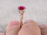 1.25 ct Red Ruby and Moissanite Diamond Engagement Ring in 10k Rose Gold for her