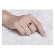 1.25 Carat Red Ruby and Moissanite Diamond Engagement Ring in 10k Rose Gold for Women on Sale