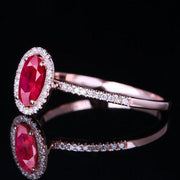 1.50 Carat Red Ruby and Moissanite Diamond Engagement Ring in 10k Rose Gold for Women on Sale