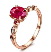 Antique Design 1.25 Carat Red Ruby and Moissanite Diamond Engagement Ring in 10k Rose Gold for Women on Sale