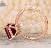 Antique Design 1.25 Carat Red Ruby and Moissanite Diamond Engagement Ring in 10k Rose Gold for Women