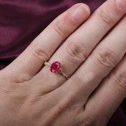 Antique Design 1.25 Carat Red Ruby and Moissanite Diamond Engagement Ring in 10k Rose Gold for Women on Sale