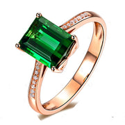 Luxurious 2 carat Green Emerald and Moissanite Diamond Classic Engagement Ring in Rose Gold