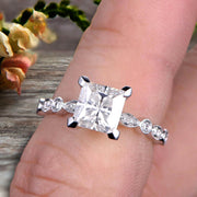 1.25 carat Classic Princess Cut Moissanite Diamond Engagement Ring on 10k White Gold 