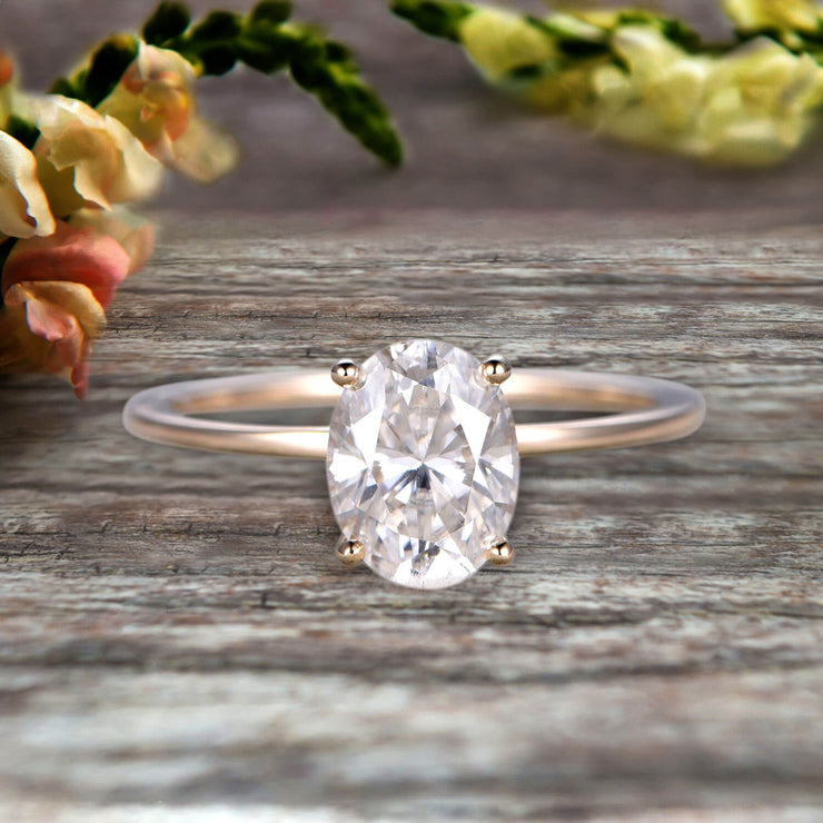 1.00 carat Classic Oval Moissanite Diamond Solitaire Engagement Ring on 10k Yellow Gold