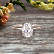 1.00 carat Classic Oval Moissanite Diamond Solitaire Engagement Ring on 10k Yellow Gold