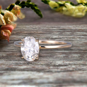 1.00 carat Classic Oval Moissanite Diamond Solitaire Engagement Ring on 10k Yellow Gold