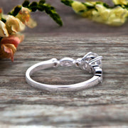 1.25 Carat Art Deco Style Round Moissanite  Diamond Ring on 10k White Gold Vintage Style