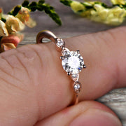 1.25 Carat Beautiful Round Moissanite Diamond Engagement Ring on 10k Rose Gold 