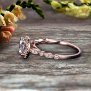 1.50 Carat Halo Moissanite Diamond Engagement Ring Classic Vintage Art Deco 10k Solid Rose Gold