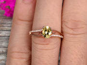 1.25 Carat Oval Cut Champagne Diamond Moissanite Engagement Ring Wedding Ring On 10k Rose Gold Shining Split Shank
