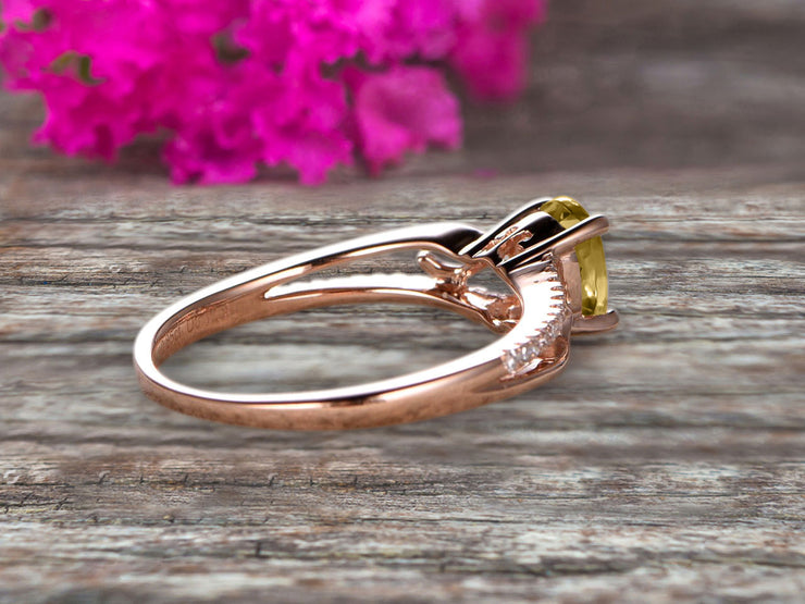 1.25 Carat Oval Cut Champagne Diamond Moissanite Engagement Ring Wedding Ring On 10k Rose Gold Shining Split Shank