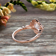 Milgrain Cushion Cut Morganite Engagement Ring 1.25 Carat Glaring Wedding Ring 10k Rose Gold Floral Art Deco