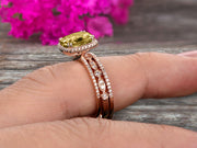 Art Deco 2 Carat Cushion Cut Champagne Diamond Moissanite Wedding Ring Set On 10k Rose Gold Engagement Ring Matching Wedding Band Imaginative Gift