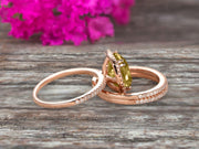 Trio Set 2 Carat Cushion Cut Champagne Diamond Moissanite Wedding Set Engagement Ring Bridal Ring Anniversary Ring On 10k Rose Gold Halo Glaring Staggering