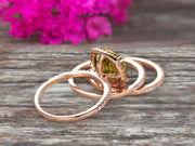 Trio Set 2 Carat Cushion Cut Champagne Diamond Moissanite Wedding Set Engagement Ring Bridal Ring Anniversary Ring On 10k Rose Gold Halo Glaring Staggering
