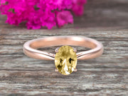 1 Carat Oval Cut Champagne Diamond Moissanite Solitaire Engagement Ring On 10k Rose Gold Art Deco Shining Startling Ring Anniversary Gift
