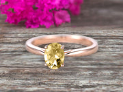 1 Carat Oval Cut Champagne Diamond Moissanite Solitaire Engagement Ring On 10k Rose Gold Art Deco Shining Startling Ring Anniversary Gift