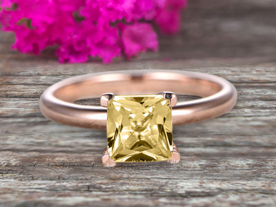 Startling Champagne Diamond Moissanite Solitaire Engagement Ring On 10k Rose Gold 1 Carat Cushion Cut Heart Prong Promise Band Anniversary Gift
